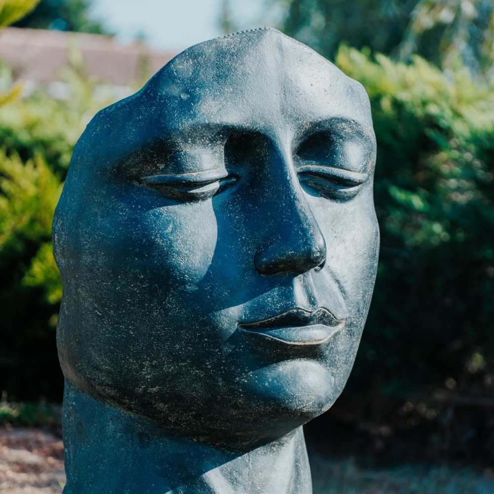 Statue visage femme rouille - statue jardin - deco jardin PenezHerman