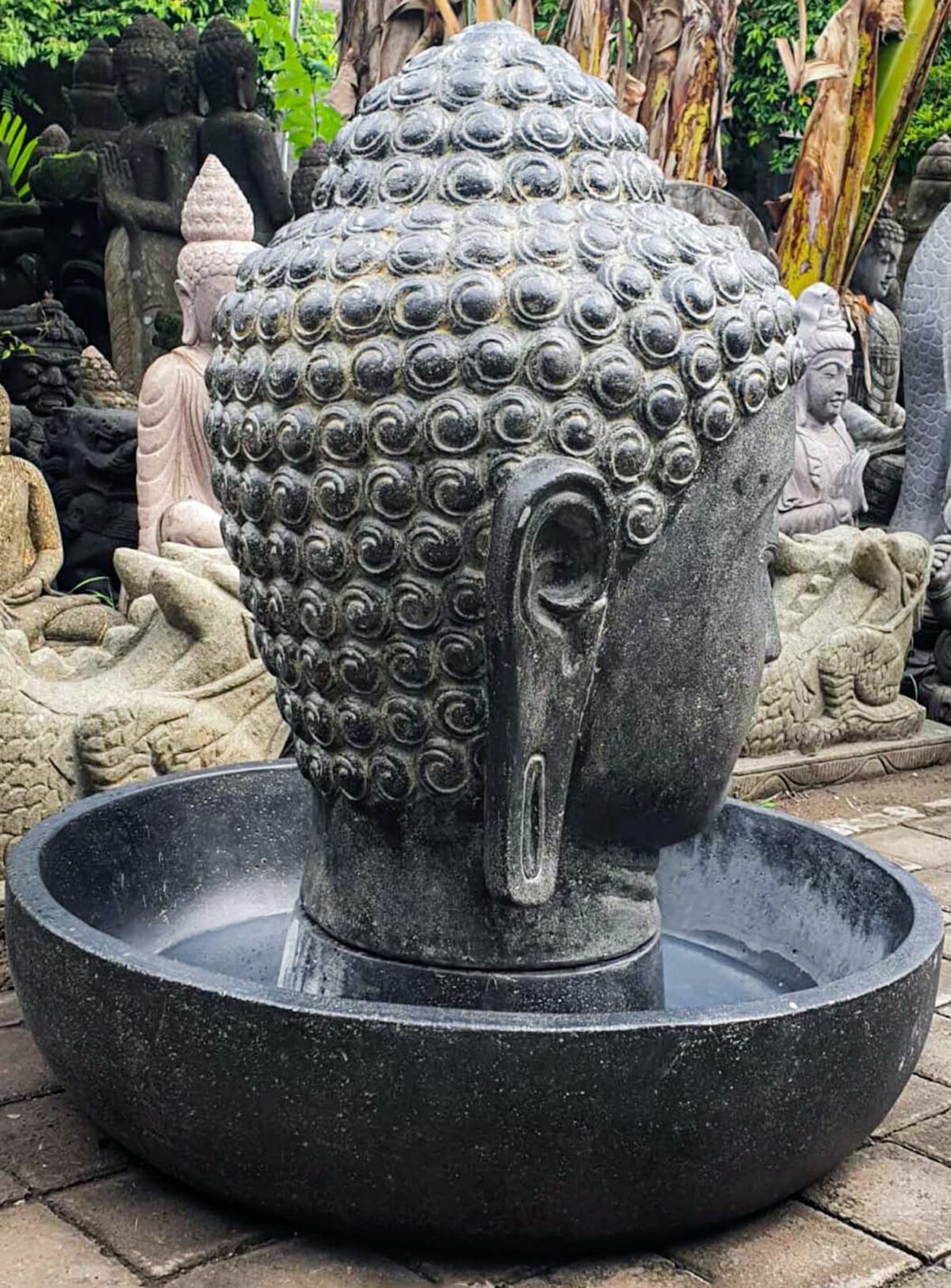 Fontaine de Jardin Tête de Bouddha 75cm avec Bassin Rond ou Carré Grossiste, Importateur, Fournisseur Architecte Paysagiste pépinière Jardinerie Pisciniste