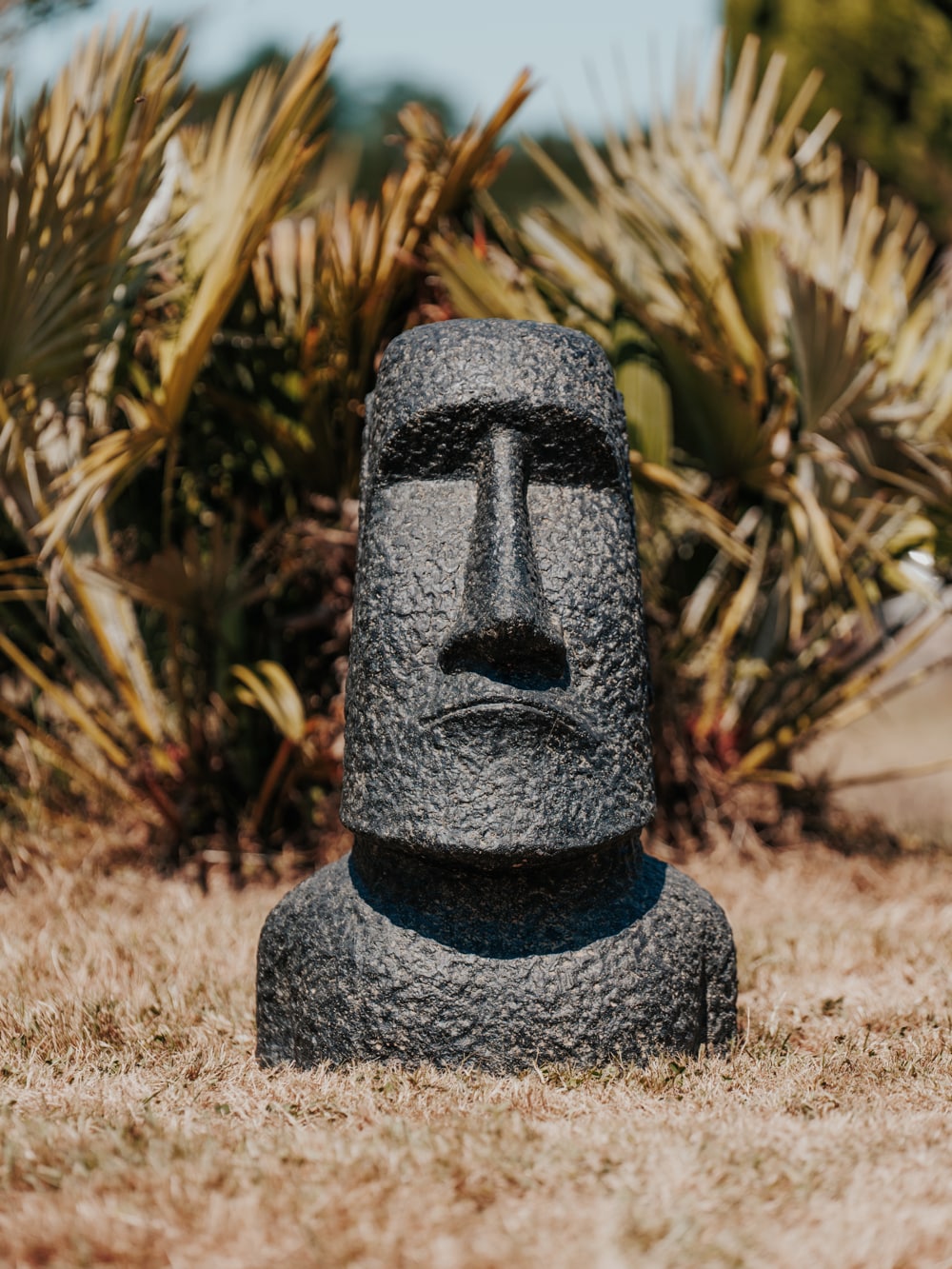 statue de jardin moai extérieur noir 65cm décoration grossiste statue de jardin