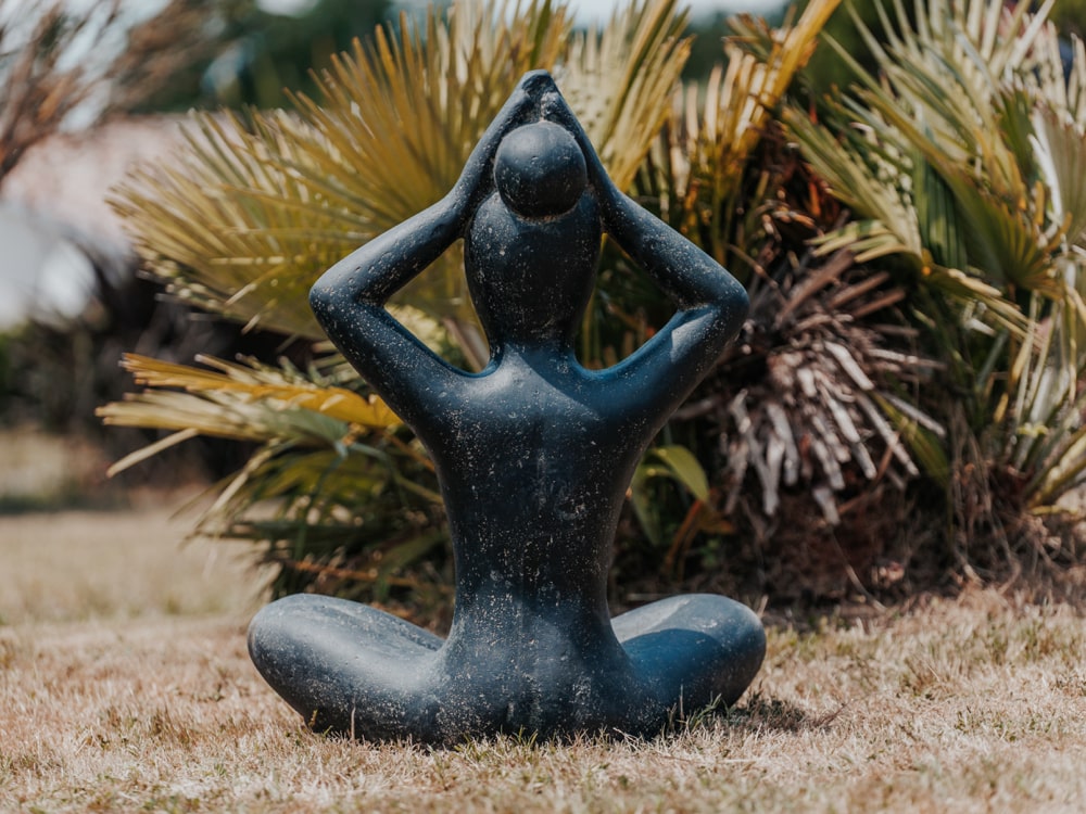Statue de Jardin Moderne Yoga Méditation Main Tête 80cm Noir