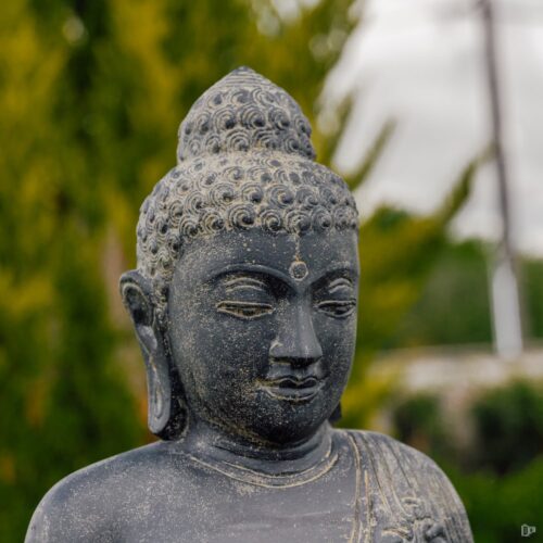 Statue Bouddha Debout Extérieur Jardin en Position Chakra Noir Antique 158cm Grossiste statue de jardin Buddha