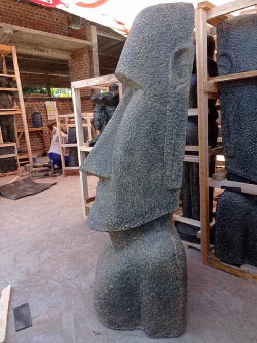 Statue De Jardin Île De Pâques Moaï Visage Allongé En Colère 150cm