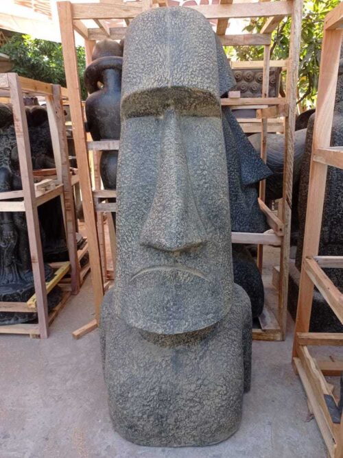 Statue De Jardin Île De Pâques Moaï Visage Allongé En Colère 150cm rapa nui