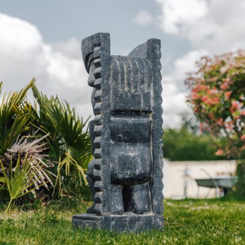 Statue Tiki Extérieur Jardin Polynésie Océanie Noir 100cm grossiste statue de jardin statue pierre