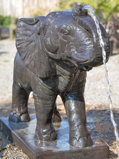 statue de jardin extérieur éléphant fontaine noir antique 107cm grossiste statue de jardin