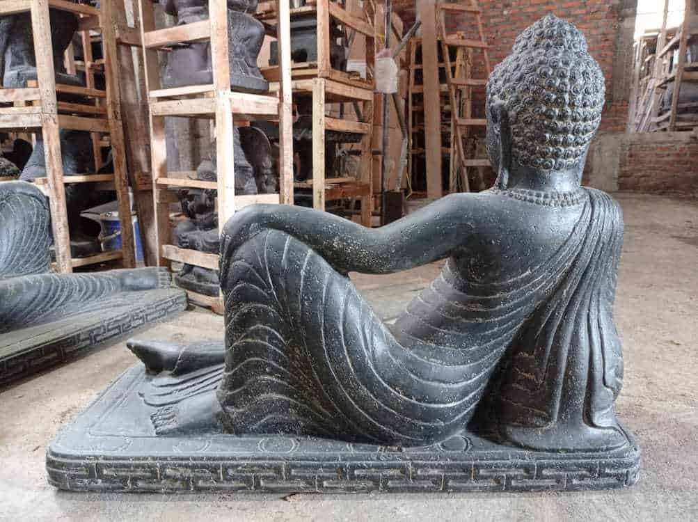 Statue de Jardin Moderne Yoga Méditation Main Tête 80cm Noir