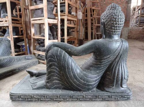 Statue de jardin Sculpture Bouddha Relax Allongé 80cm