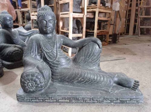 Statue de jardin Sculpture Bouddha Relax Allongé 80cm