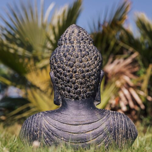 statue de jardin bouddha extérieur buste visage tête noir bouddhiste 40cm grossiste statue de jardin