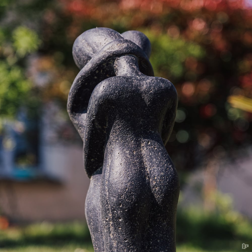 Statue Couple Amoureux Enlacé Amour Extérieur Jardin Noir Antique 60cm