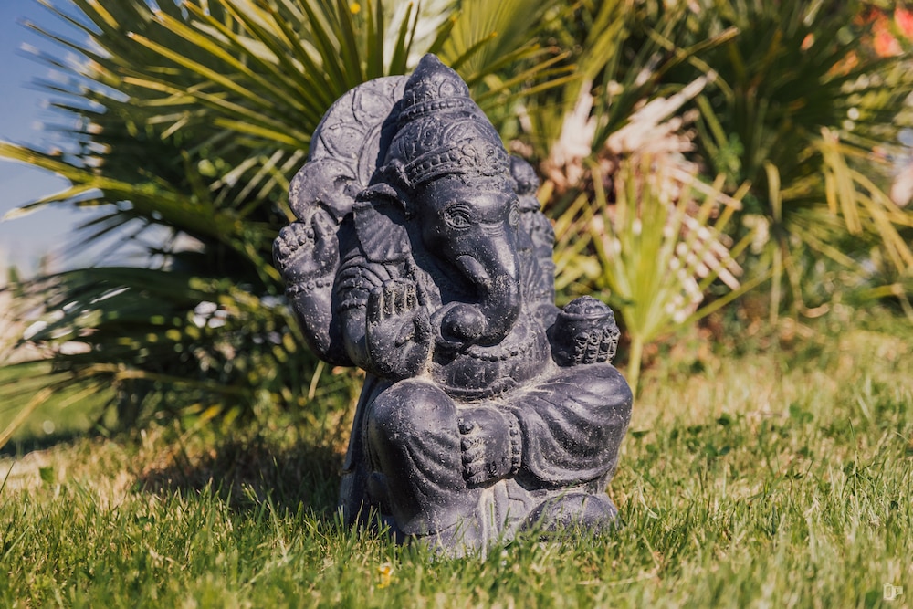 statue de jardin ganesh assis extérieur noir Antique 50cm grossiste statue de jardin