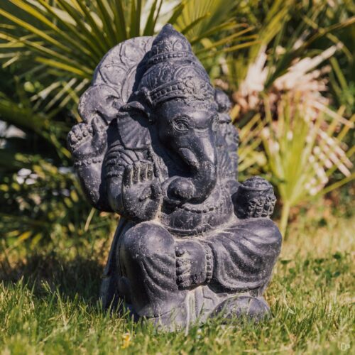 statue de jardin statuette ganesh assis extérieur noir Antique 50cm grossiste statue de jardin