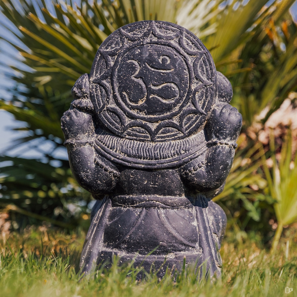 statue de jardin ganesh assis extérieur noir Antique 50cm grossiste statue de jardin zen