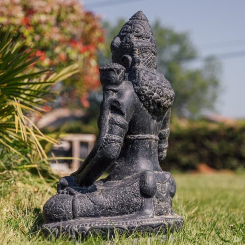 statue zen déesse dewi assise sri extérieur jardin noir antique 50cm grossiste statue de jardin