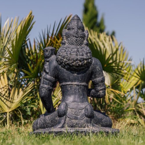 statue indienne déesse dewi assise sri extérieur jardin noir antique 50cm grossiste statue de jardin