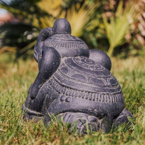 statue elephant indien jardin extérieur massif décoration deco noir 33cm grossiste statue de jardin