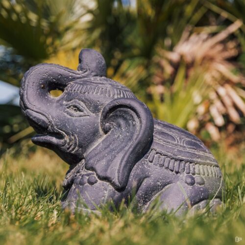 statue elephant indien jardin extérieur décoration deco noir 33cm grossiste