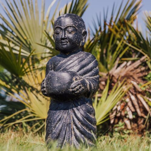statue moine shaolin tibétain pot bougie noir 60cm grossiste statue de jardin