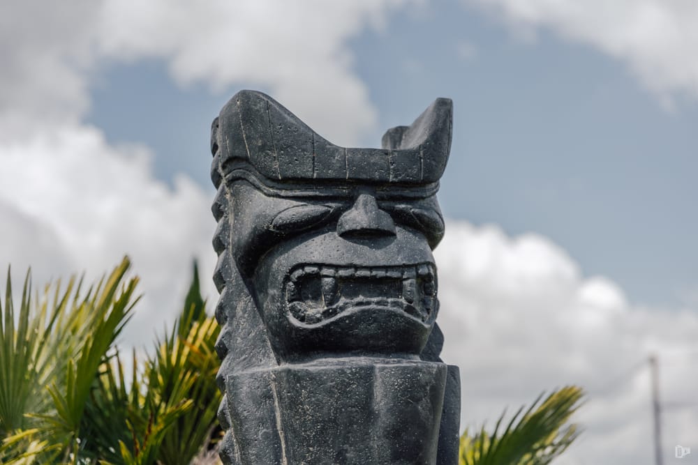 statue tiki extérieur jardin dieu de la guerre polynésie océanie noir antique 100cm war grossiste statue de jardin