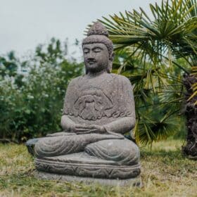Statue bouddha assis jardin extérieur méditation 105cm XL en pierre naturelle