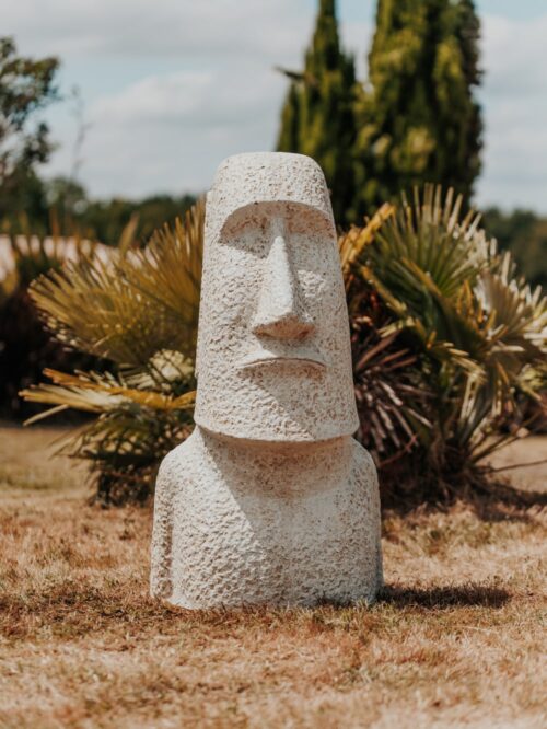 statue de jardin île de pâques moaï visage moderne blanc antique 100cm grossiste statue de jardin