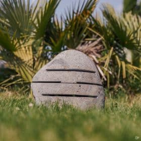 Garden lantern pebbled river stone 35 cm wide XL version