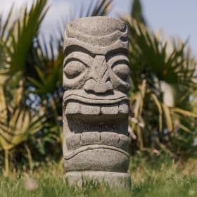Tiki pierre - Statue tiki extérieur, totem décoratif en pierre naturelle