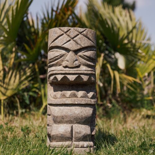 Statue Totem Jardin Tiki Extérieur Polynésie Océanie en Pierre Volcanique Naturelle 50cm Uta Grossiste statue de jardin