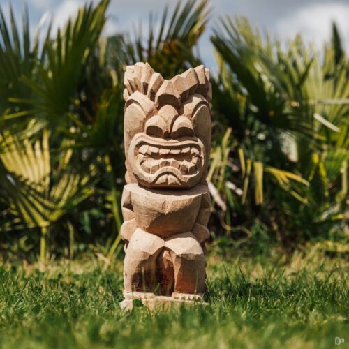 Statue de Jardin Totem statue Tiki Polynésie Océanie Bois Cocotier 50cm Sumbawa Grossiste statue de jardin