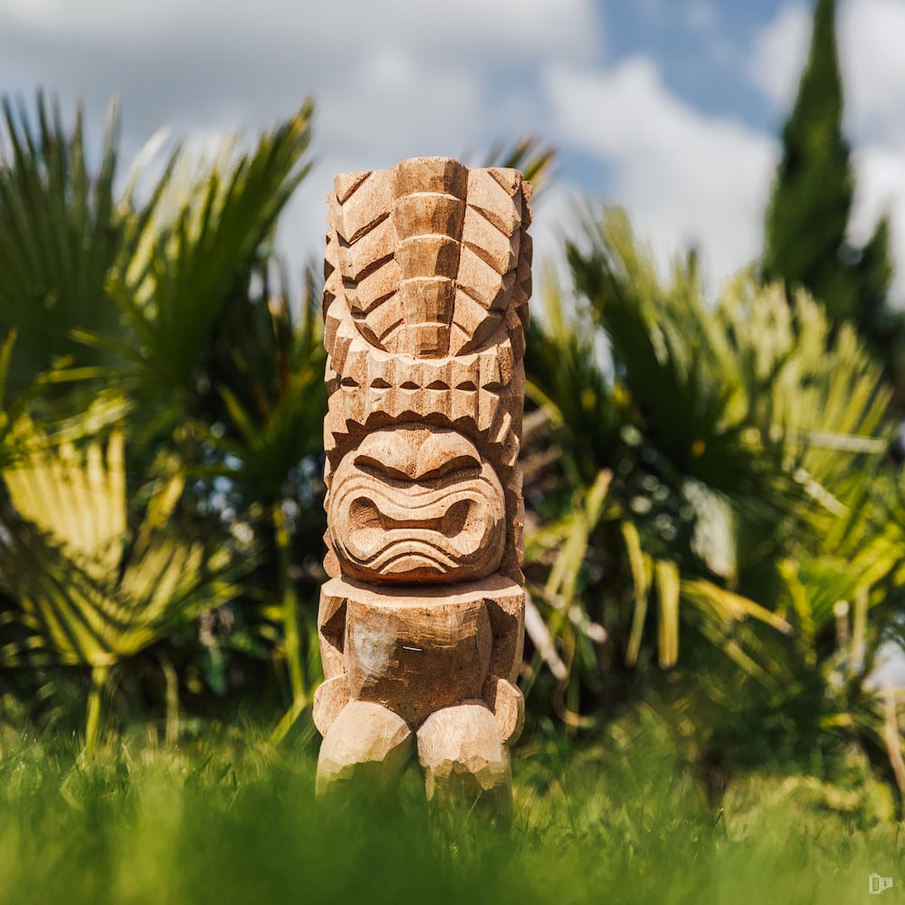 Statue tiki Jardin extérieur intérieur Totem statue Tiki Polynésie Océanie Bois Cocotier 50cm Hawai Grossiste statue de jardin