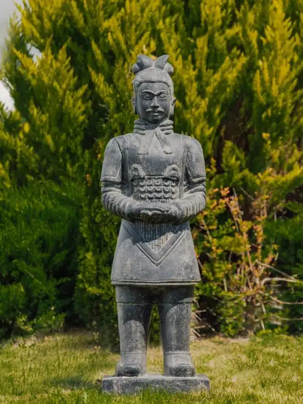 statue de jardin guerrier chinois xian debout extérieur noir antique 150cm grossiste statue de jardin