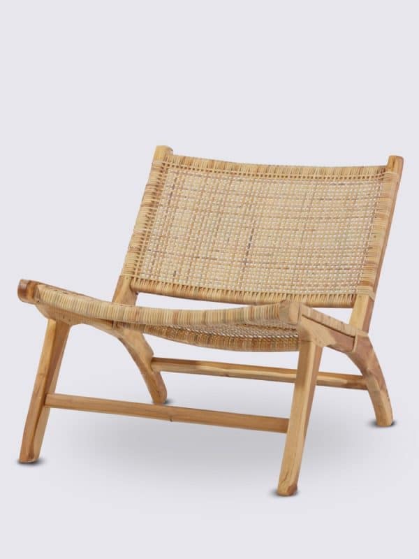 fauteuil en rotin naturel et bois de teck hugo extérieur