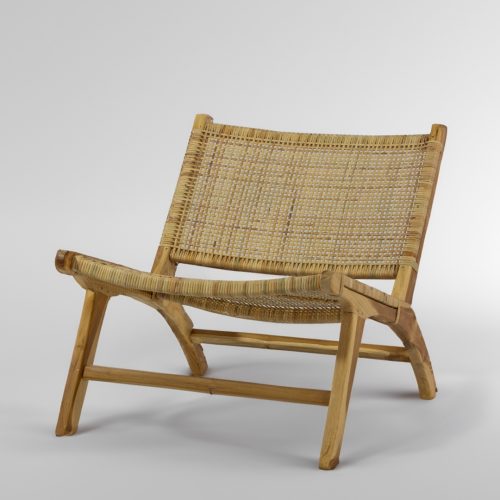 fauteuil en rotin naturel et bois massif de teck hugo