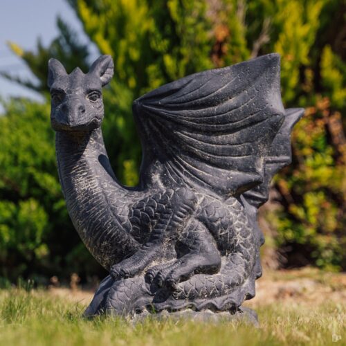 statue de jardin pierre dragon noir 70cm grossiste statue de jardin statue extérieur