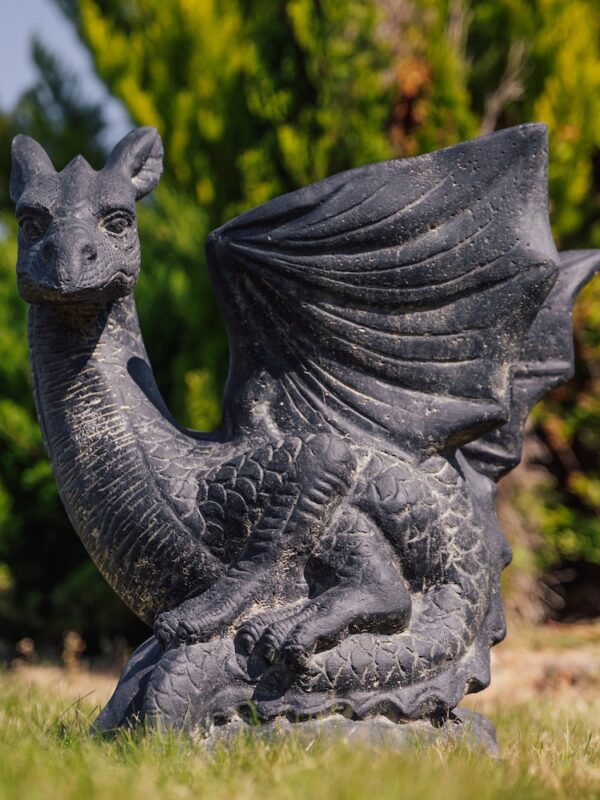 statue de jardin pierre dragon noir 70cm grossiste statue de jardin statue extérieur