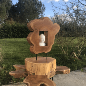 Dekoration mit Buddha-Statue aus massivem Teakholz 60 cm