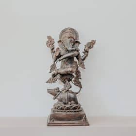 statuette statue ganesh debout dansant finition antique en bronze 41cm grossiste statue en bronze