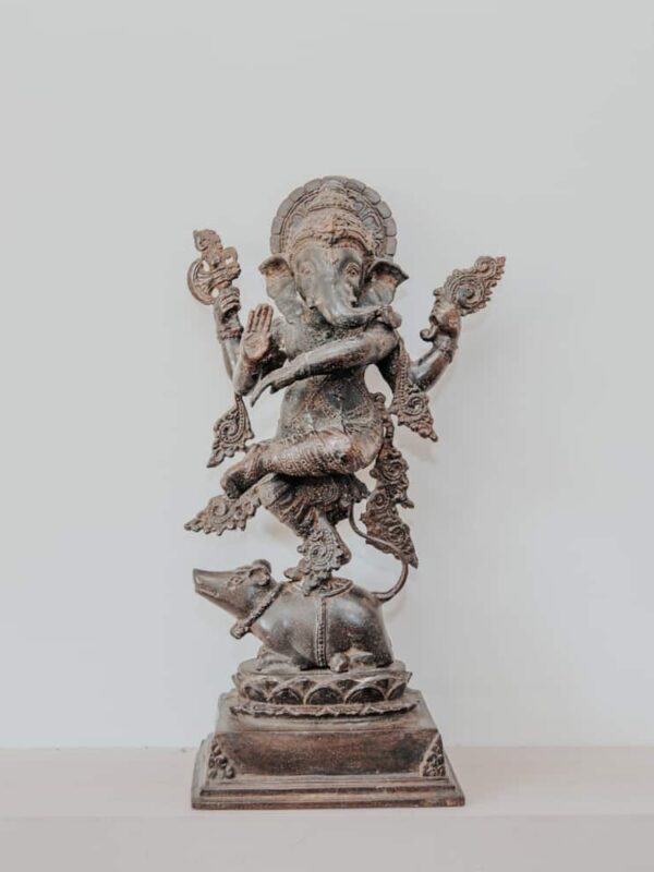 statuette statue ganesh debout dansant finition antique en bronze 41cm grossiste statue en bronze