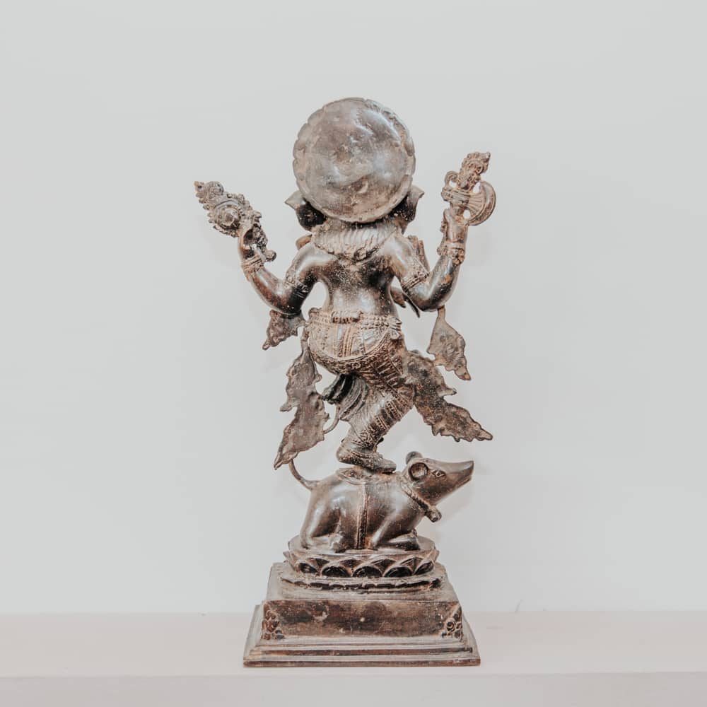 statuette statue ganesh debout dansant finition antique en bronze 41cm grossiste statue en bronze décoration
