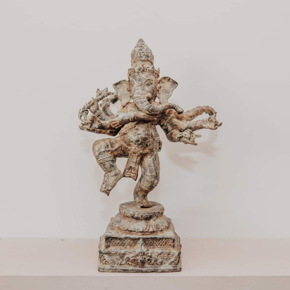 statuette statue ganesh debout dansant finition marron antique en bronze 31cm grossiste statue en bronze décoration