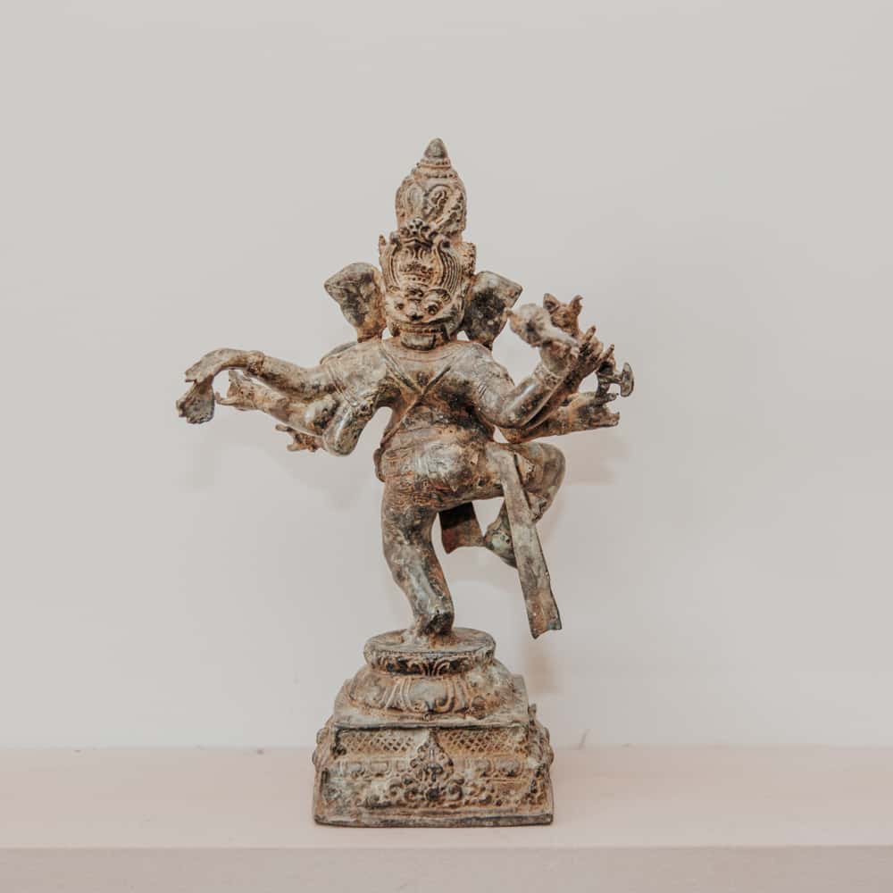 statuette statue ganesh debout dansant finition marron antique en bronze 31cm grossiste statue en bronze