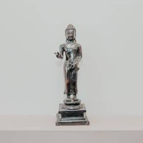 Statuette Statue Buddha Stehend Farbe Bronze 33cm