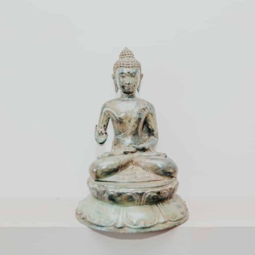 statuette statue bouddha assis décoration finition antique en bronze 27cm grossiste statue en bronze
