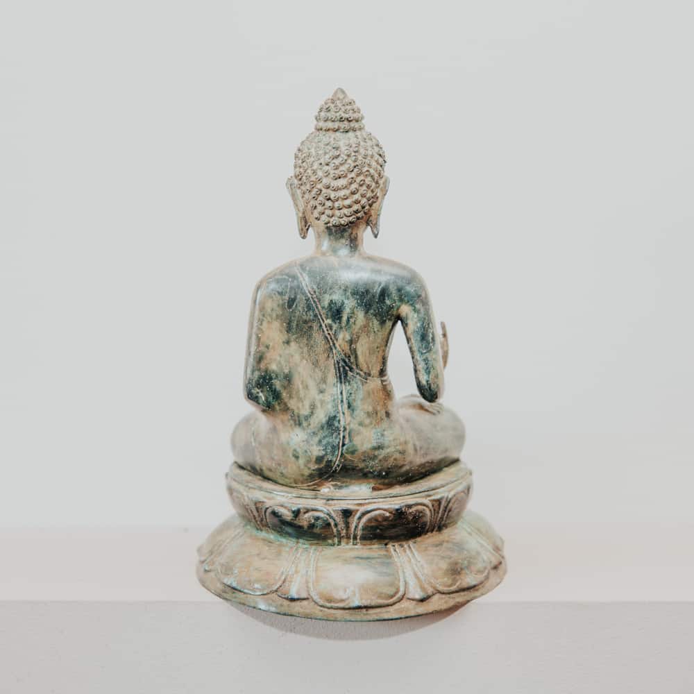 statuette statue bouddha assis finition antique en bronze 27cm grossiste statue en bronze