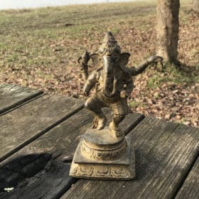 statuette statue dieu indien elephant ganesh debout dansant antique en laiton finition bronze 19cm