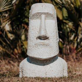 statue de jardin extérieur île de pâques visage moaï 65cm pierre blanc grossiste statue de jardin