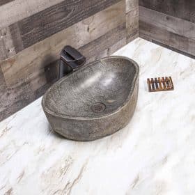 lave mains en pierre de riviere naturelle ronde ou ovale