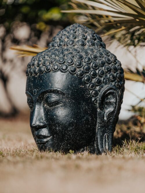 statue de jardin bouddha noir antique 35cm visage bouddha grossiste statue de jardin