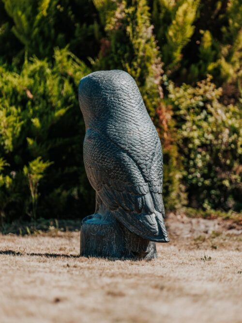 statue jardin statuette extérieur hibou chouette pierre noir 100cm grossiste statue de jardin
