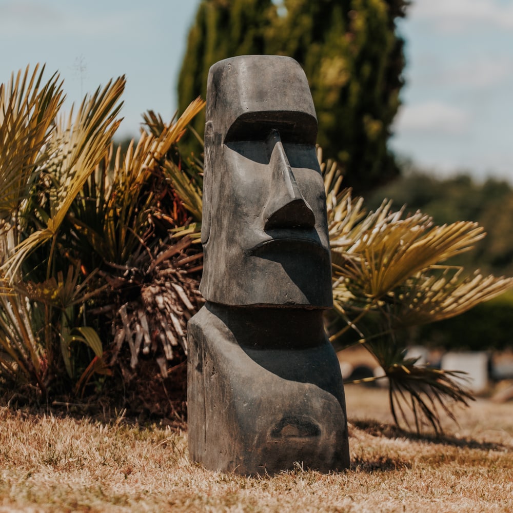 Statue de jardin moai géant de l'ile de pâques en fibrociment 2m -  Cdiscount Maison